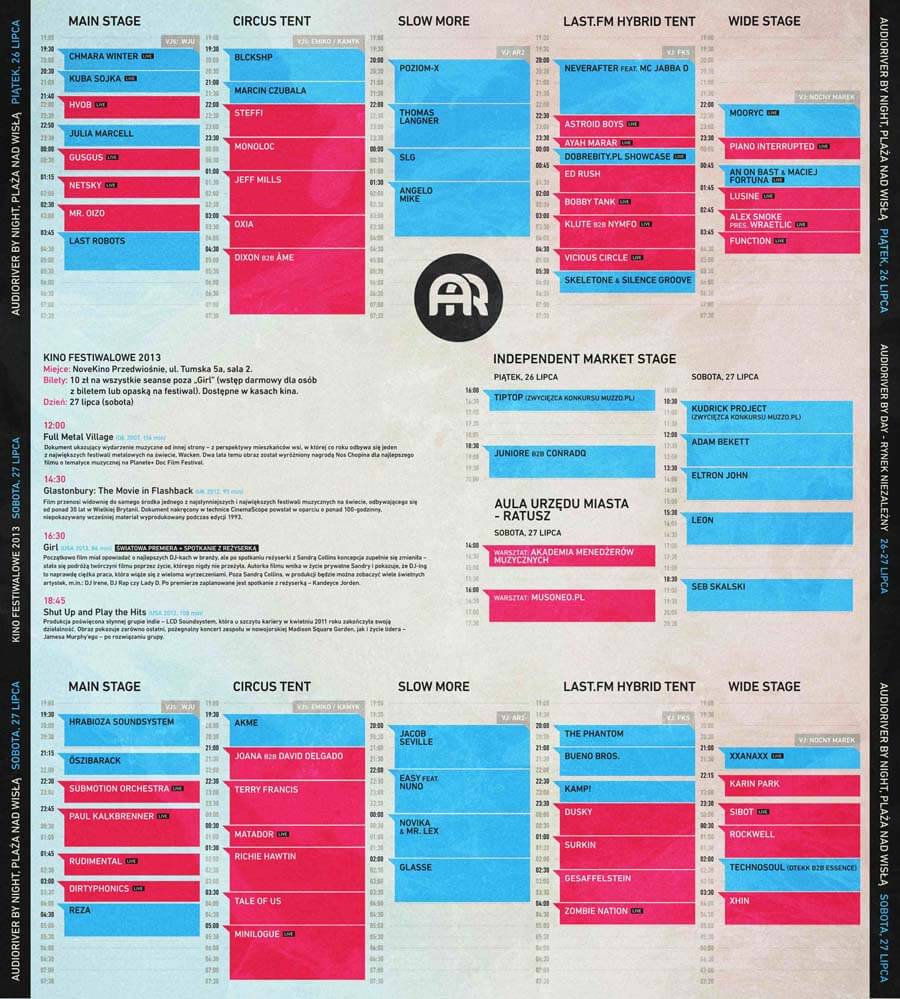 Audioriver 2013 - Płock TIMETABLE + DJ'S