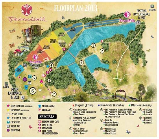  Legenda, miejsca, mapa na Tomorrowworld 2013 