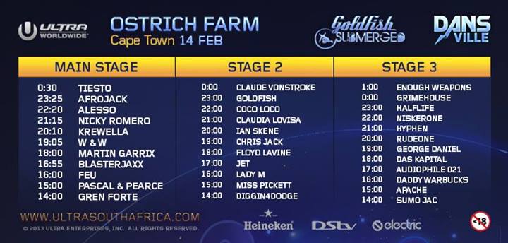  Ultra Music Festival 2014 South Africa - Timetable 