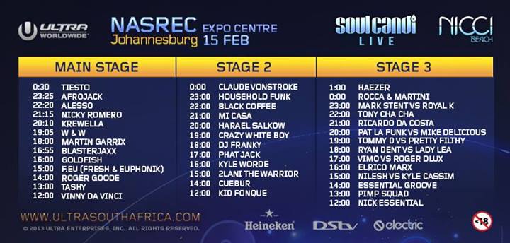  Ultra Music Festival 2014 South Africa - Timetable 