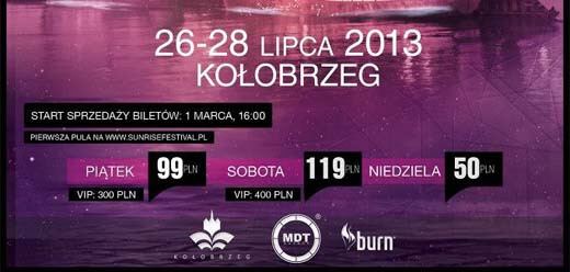  Sunrise Festival 2013 - Ceny biletów, standard, vip 