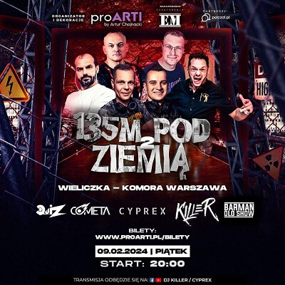 Dj Killer & Dj Cyprex & Dj Quiz & Dj Cometa & Barman Olo & proARTI - 135M POD ZIEMIĄ (09.02.2024)