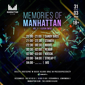 STREAP-T - MEMORIES OF MANHATTAN - MANHATTAN Club CZEKANÓW (31.03.2024)