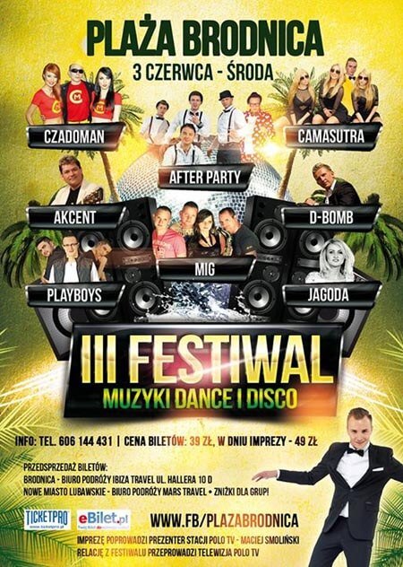 Plaża Brodnica - III FESTIWAL MUZYKI DANCE I DISCOPOLO (03.06.2015)