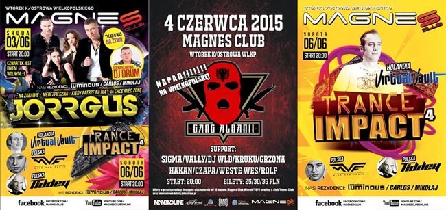 Magnes CLUB (03.06) - Koncert Jorrgus, (04.06) - Gang Albanii