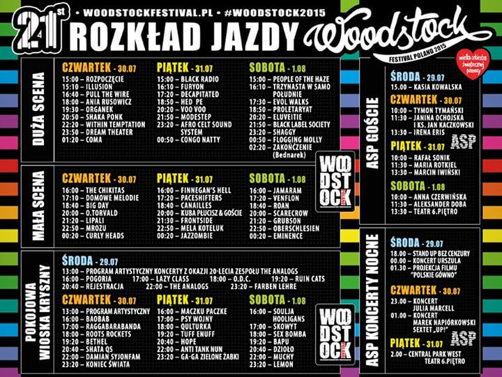 Przystanek Woodstock 2015 Timetable