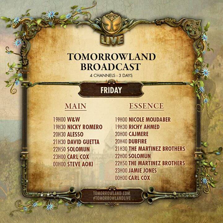 Tomorrowland 2015 - TIMETABLE PIĄTEK (FRIDAY)