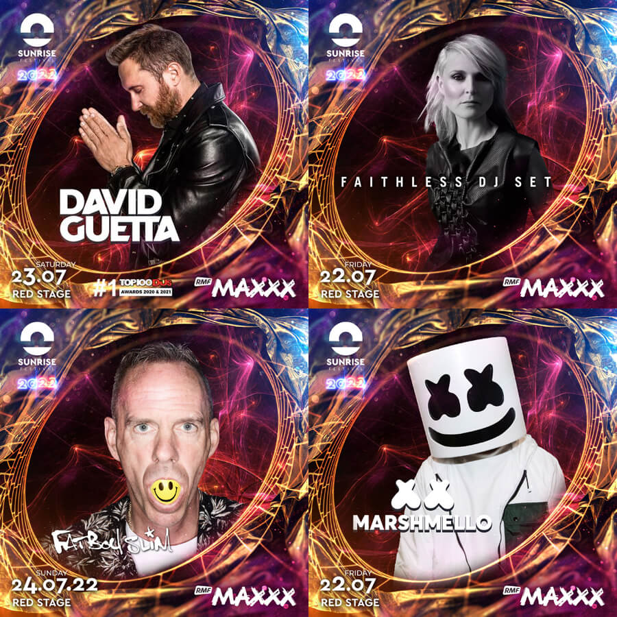 David Guetta & Faithless & Fatboy Slim & marshmello - Pierwszymi gwiazdami na Sunrise Festival 2022