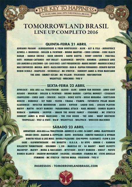 Tomorrowland Brasil - Full lineup DJs