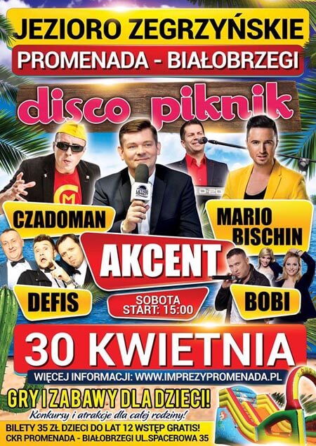 Imprezy Promenada - Jezioro Zegrzyńskie - Czadoman, Akcent, Defis, Mario Bischin, Bobi (30.04.2016)