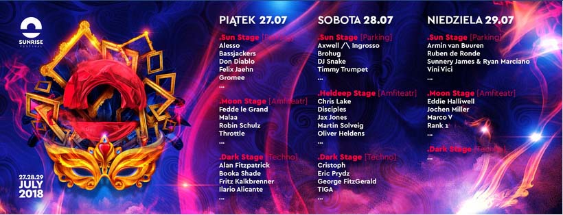 Sprawdź kto zagra w poszczególnych dniach i godzinach na Sunrise Festival 2018