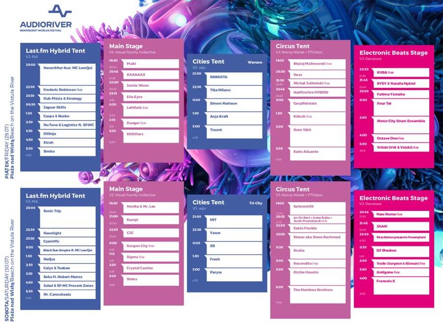 Audioriver 2016, Płock - TIMETABLE występów
