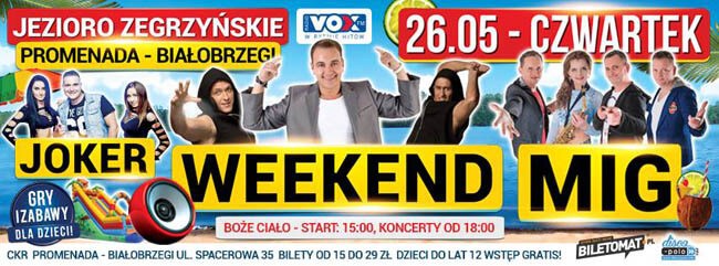 Imprezy Promenada - INWAZJA DISCO - Zespół WEEKEND, MIG I JOKER (26.05.2016)