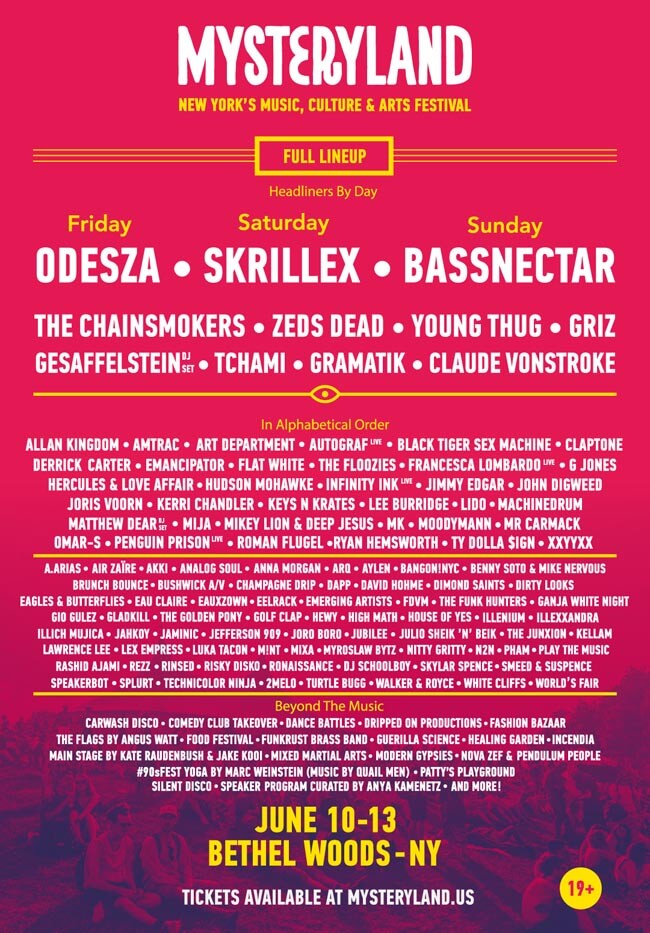 Mysteryland 2016 USA, New York - FULL LINEUP DJ