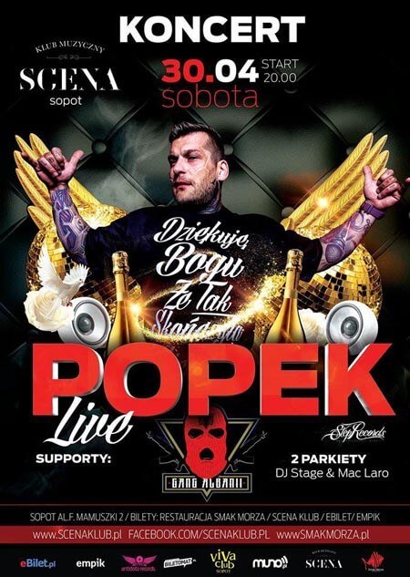 Scena Klub Sopot - Koncert Gang Albanii, POPEK Live (30.04.2016)
