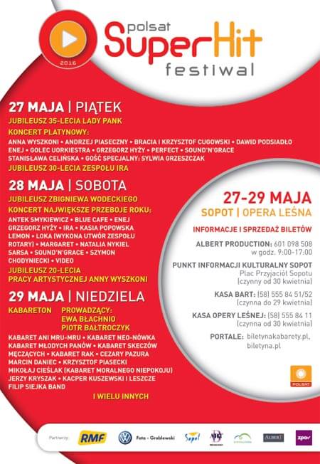Polsat SuperHit Festiwal 2016, Sopot, Opera Leśna (27-29 MAJ)