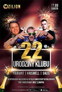 Zilion, Wrzelowiec - 22 Urodziny Klubu - DJ Yourant, Dj Salis, MattFunk (17.09.2016)