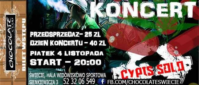 Chocolate Club Świecie - Koncert Cypis 04.11.2016