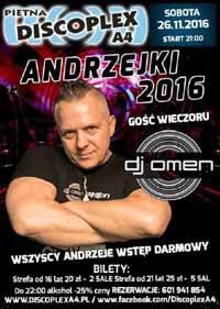 DISCOPLEX A4 - ANDRZEJKI 2016 - DJ OMEN, PHOBIA/M!STER