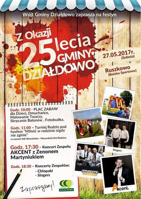 Zespół Akcent zaśpiewa z okazji 25 lecia Gminy Działdowo 27.05.2017