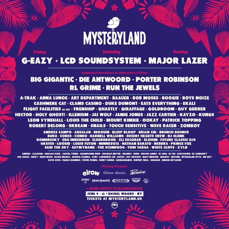 Mysteryland 2017 LINEUP, Bethel Woods