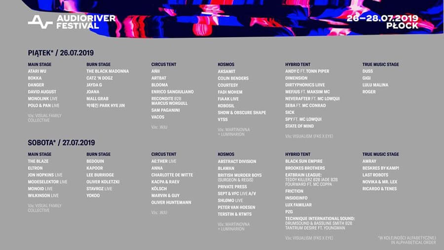 Tak się przedstawia tegoroczny lineup na Audioriver Festival 2019 Płock