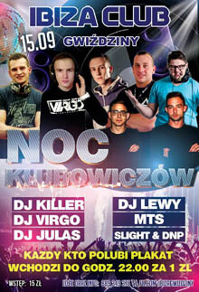 Ibiza Gwiździny - Noc Klubowiczów 15.09.2018