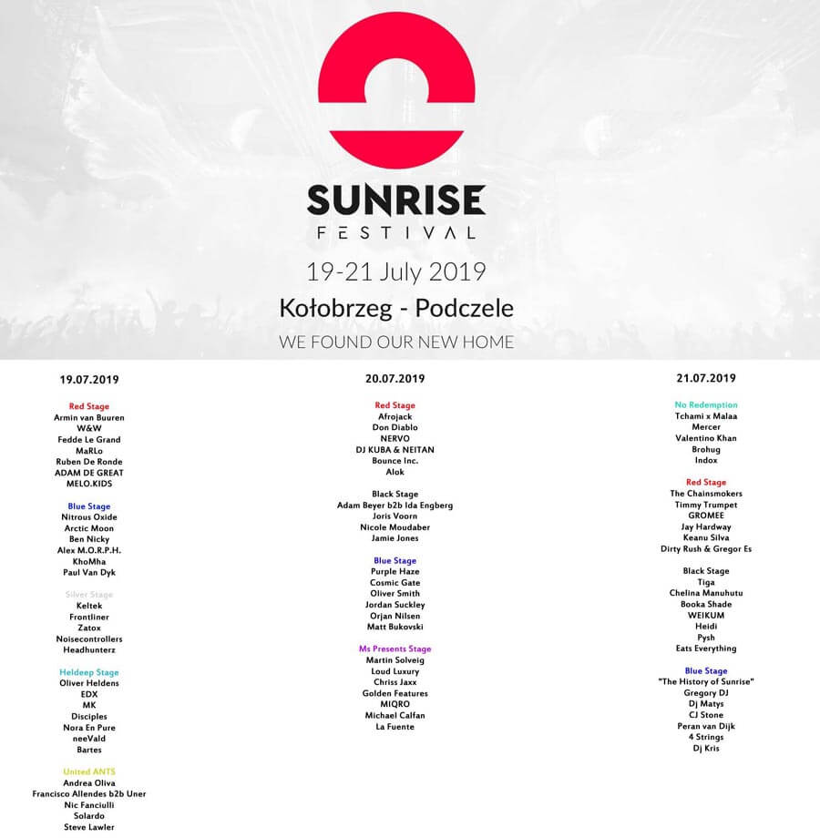 Sunrise Festival 2019 - Najnowsza aktualizacja lineup'u