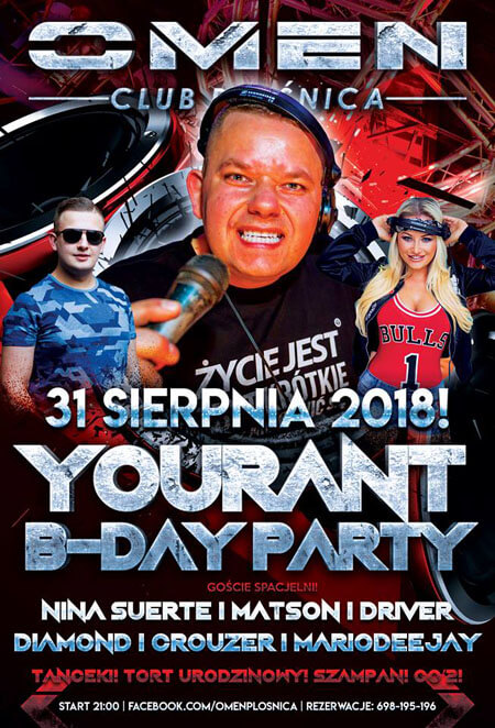 Omen Płośnica - Urodziny Rezydenta DJ YOURANT (31.08.2018)