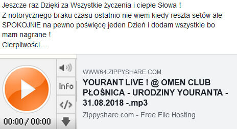 Yourant Live Omen Club Płośnica - Urodziny Youranta 31.08.2018