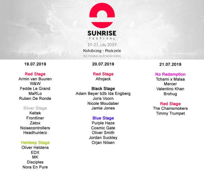 Aktualizacja lineup'u na nadchodzący Sunrise Festival 2019